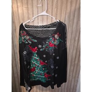 Onque Casual Christmas Women's Plus Size Top 3X Sequined Cardinals